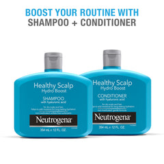 Neutrogena Scalp HB next to a common bottle for 12 oz size and scale benefit