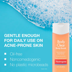 Neutrogena scrub being massaged onto back to help clear acne