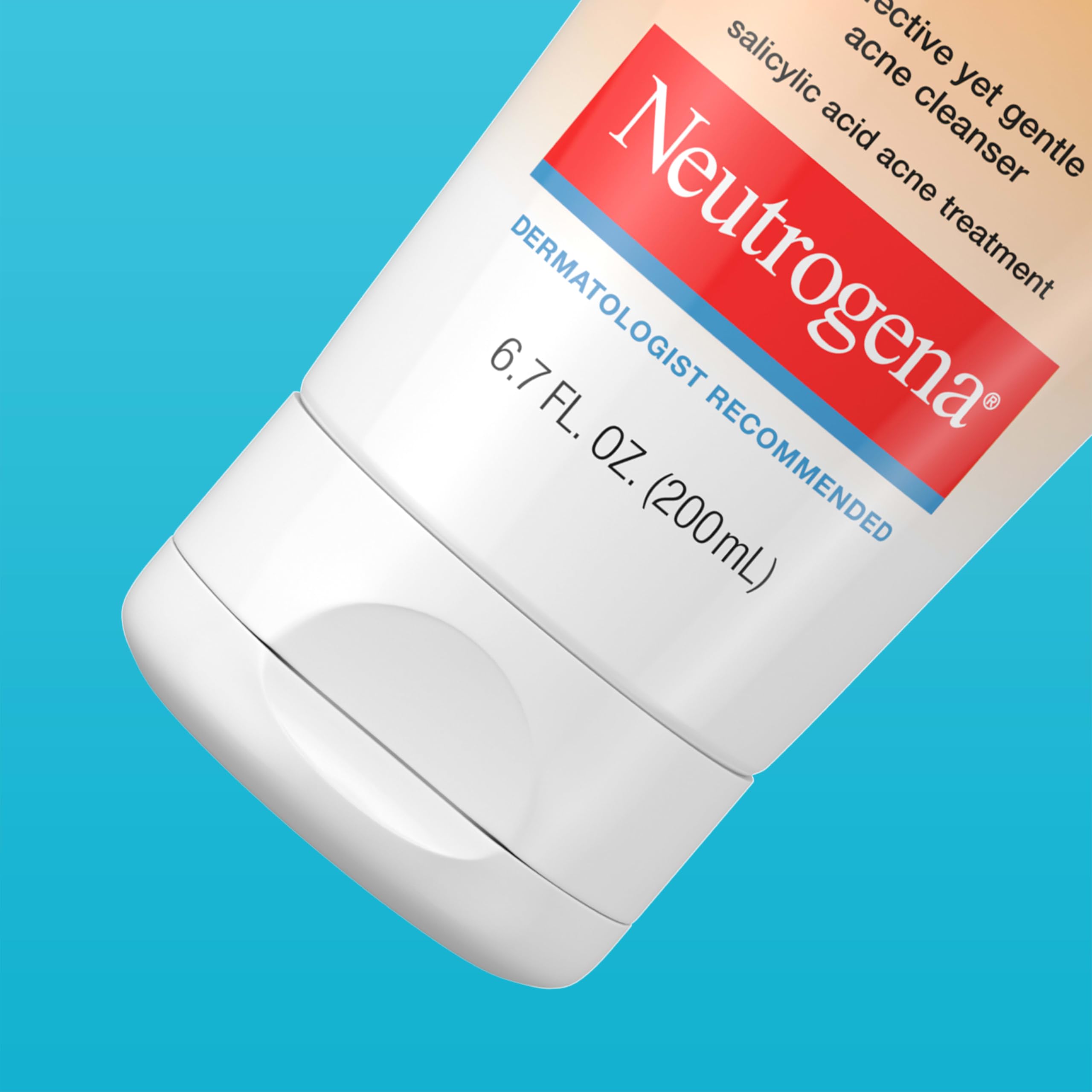 Neutrogena bottle in hand for size comparison showing travel-friendly scale