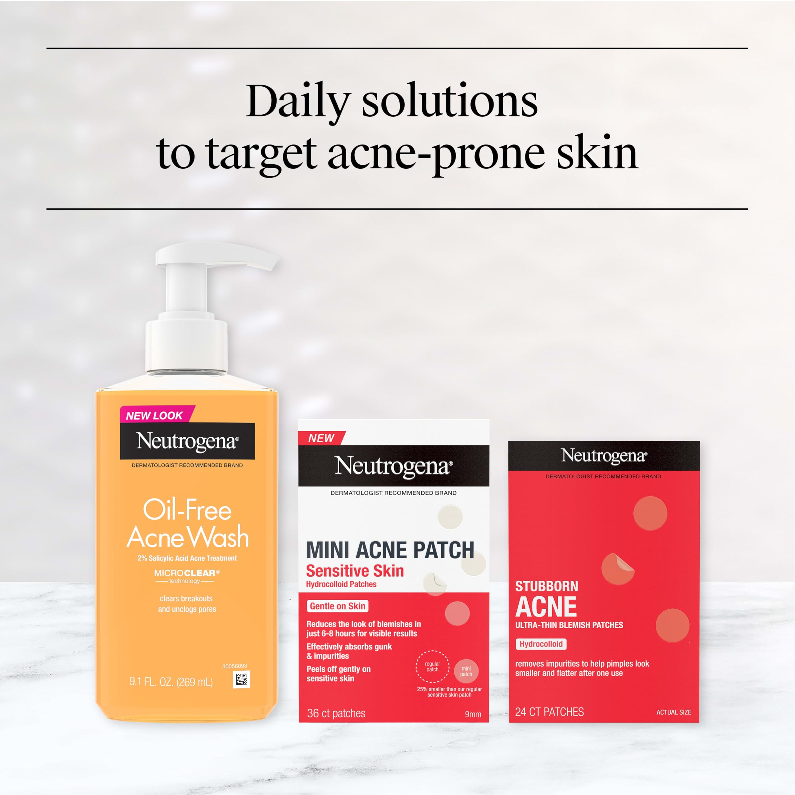 Neutrogena patches beside a coin for size comparison and targeted coverage benefit