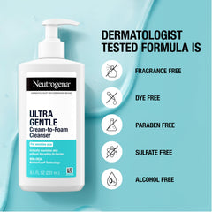 Neutrogena size comparison with hand showing 8.5 oz scale and travel-friendly benefit