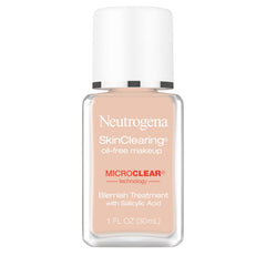 Neutrogena front packaging of SkinClearing makeup showing shade and bottle benefits