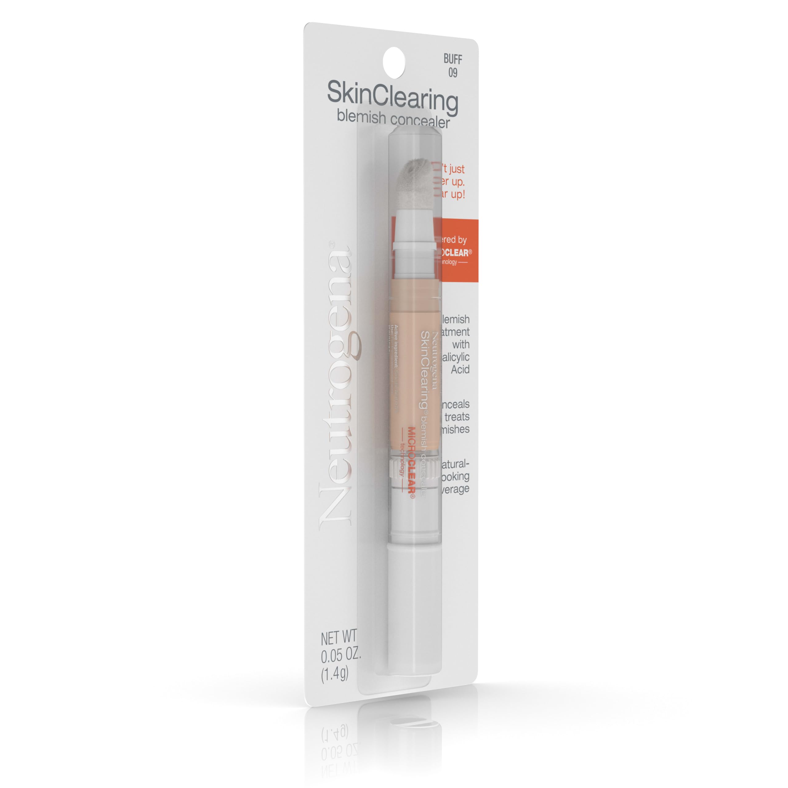 Neutrogena concealer next to a ruler for size and travel-friendly benefit