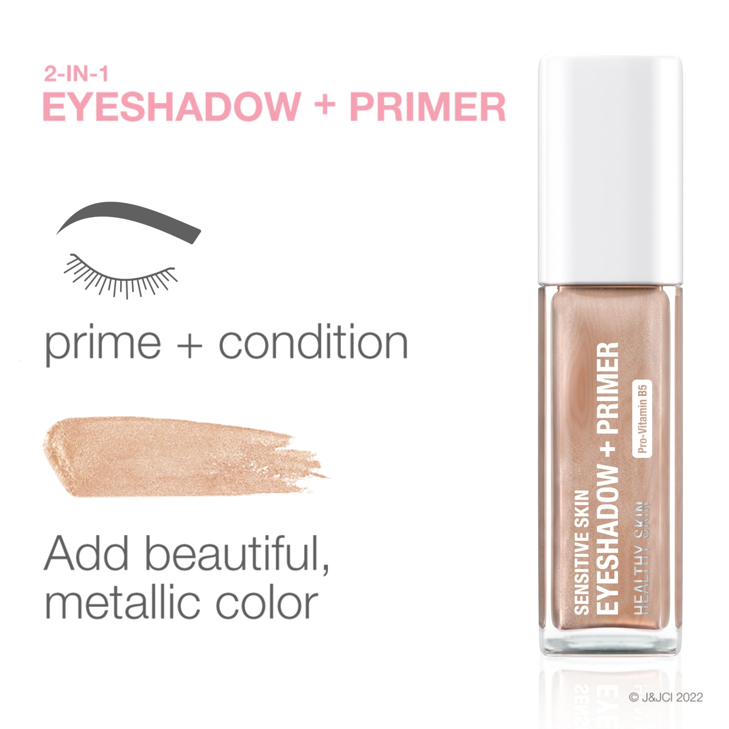 Neutrogena applied on model eye demonstrating sensitive-skin safe shimmer and polished look