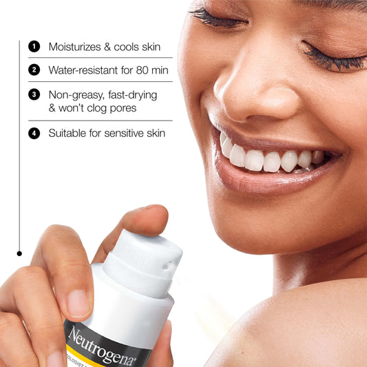 Neutrogena spray nozzle close-up for quick even application benefit