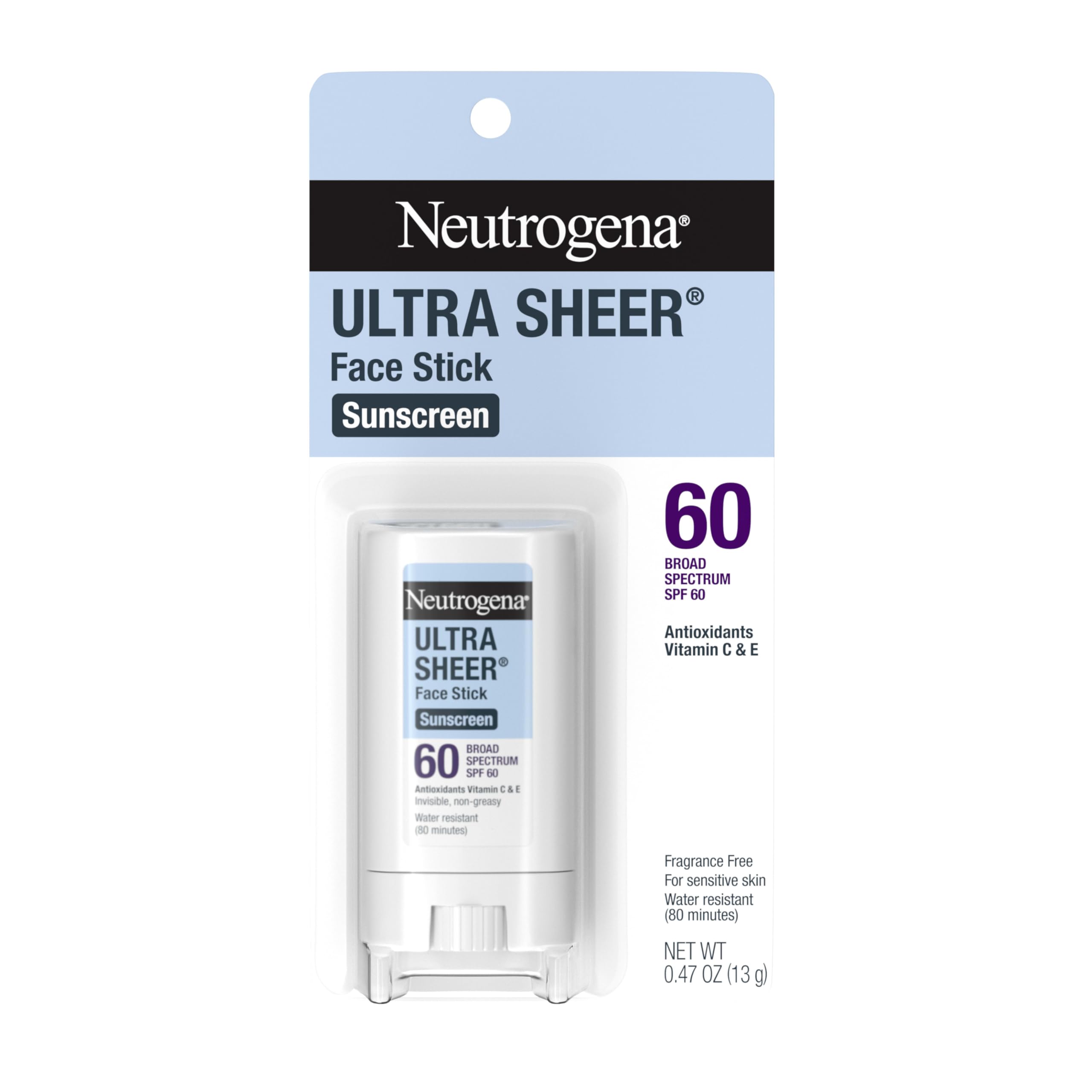 Neutrogena front packaging showing SPF 60 protection and travel size benefit