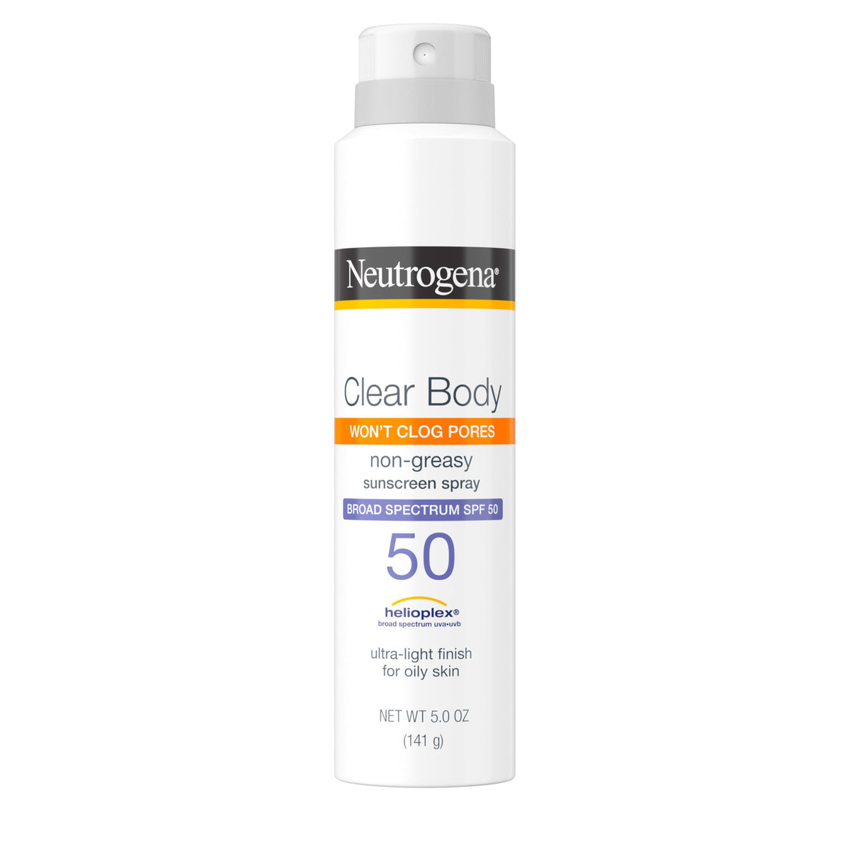 Neutrogena sunscreen spray front packaging showing SPF 50 protection