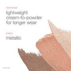 Neutrogena swatch on skin demonstrating metallic Warm Taupe payoff