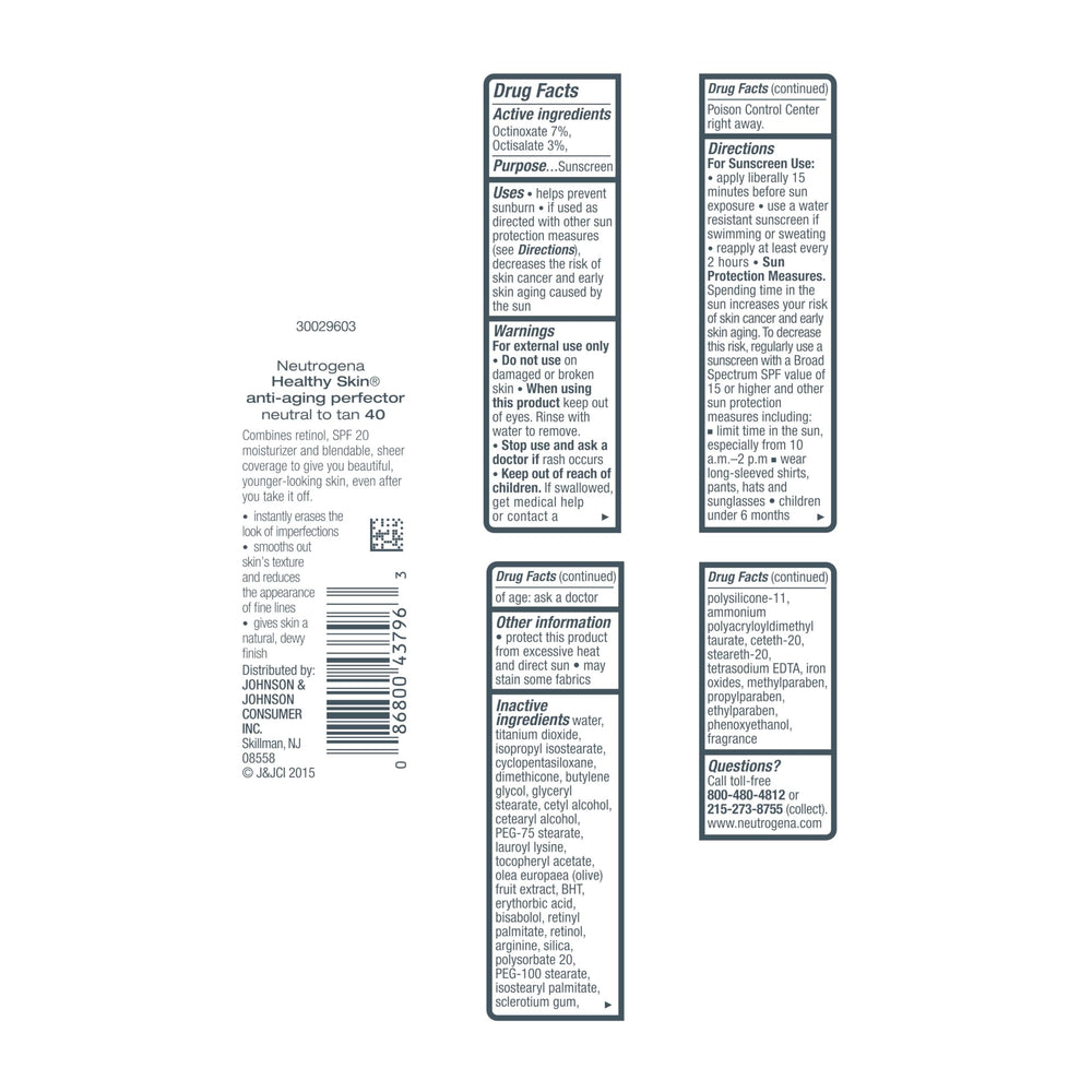 Neutrogena swatches from natural to tan shades illustrating shade-match benefit