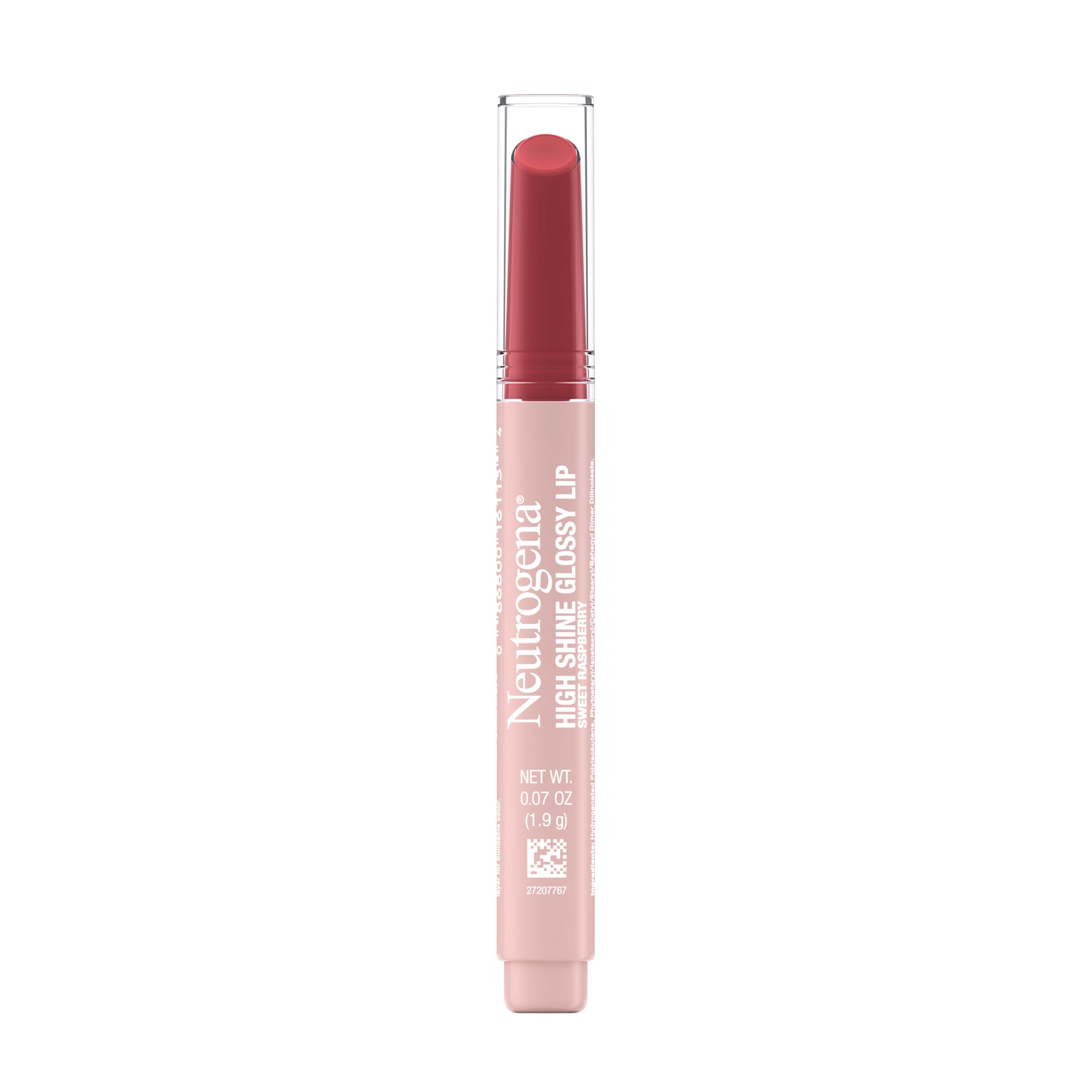 Neutrogena front view showing Sweet Raspberry gloss for instant shine