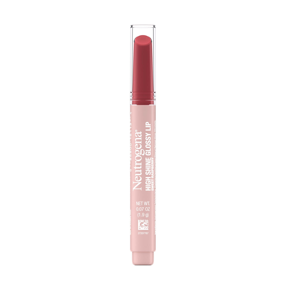 Neutrogena front view showing Sweet Raspberry gloss for instant shine