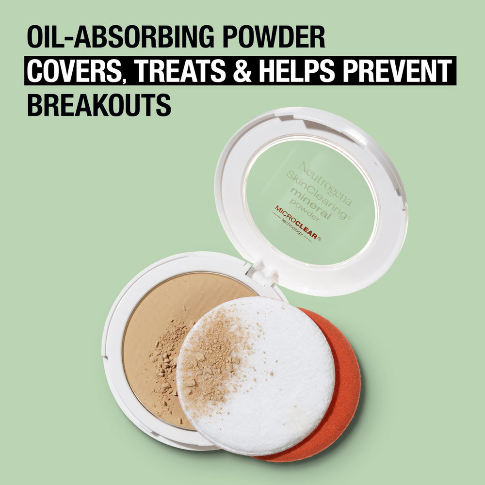 Neutrogena powder texture close-up highlighting smooth mineral finish and oil control