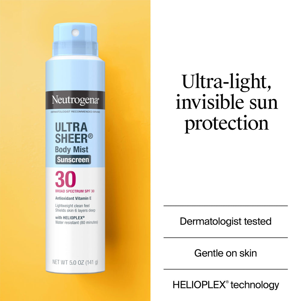 Neutrogena mist absorbed on skin showing dry-touch texture and no grease