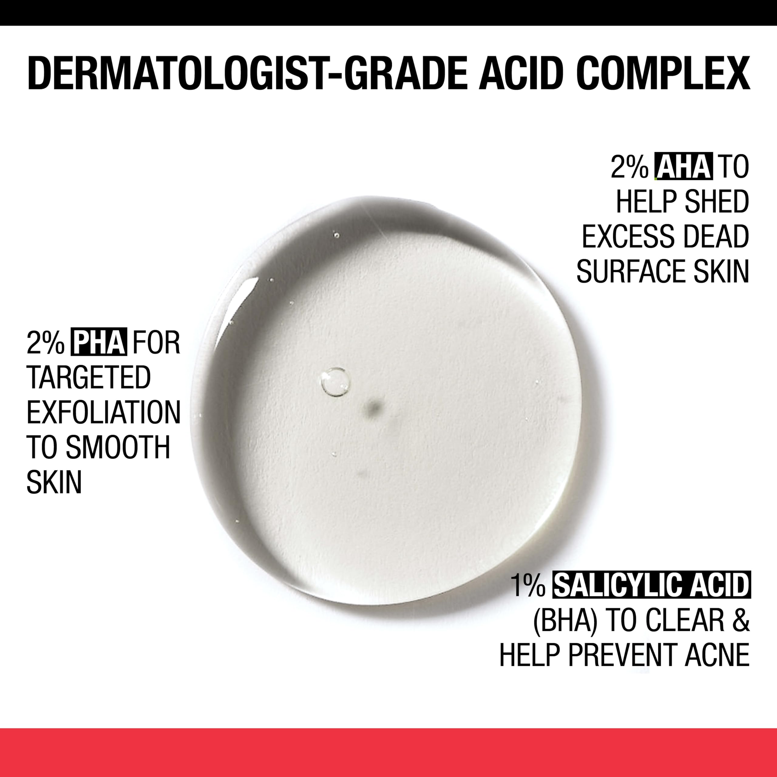 Neutrogena ingredient graphic with acids, illustrating targeted exfoliation benefits