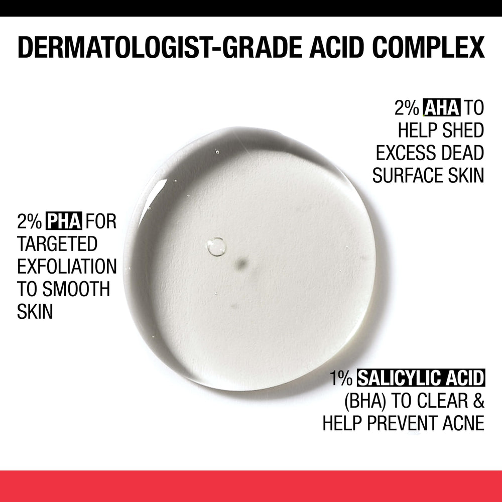 Neutrogena ingredient graphic with acids, illustrating targeted exfoliation benefits