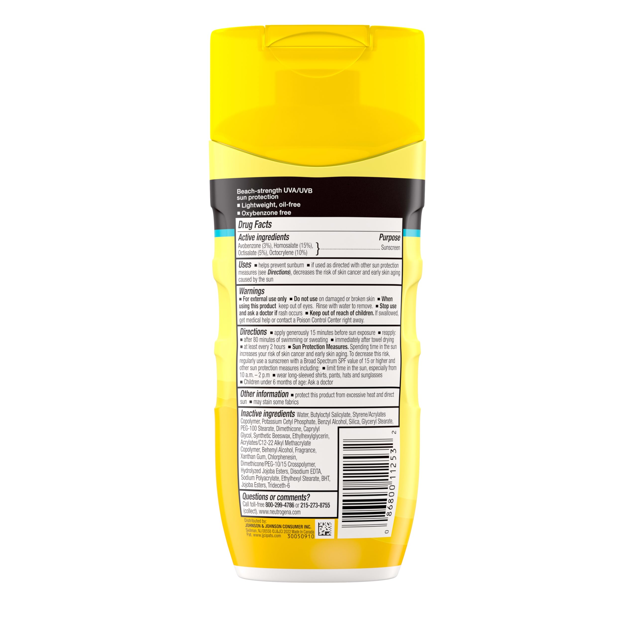 Neutrogena bottle packed with travel gear for on-the-go sun protection