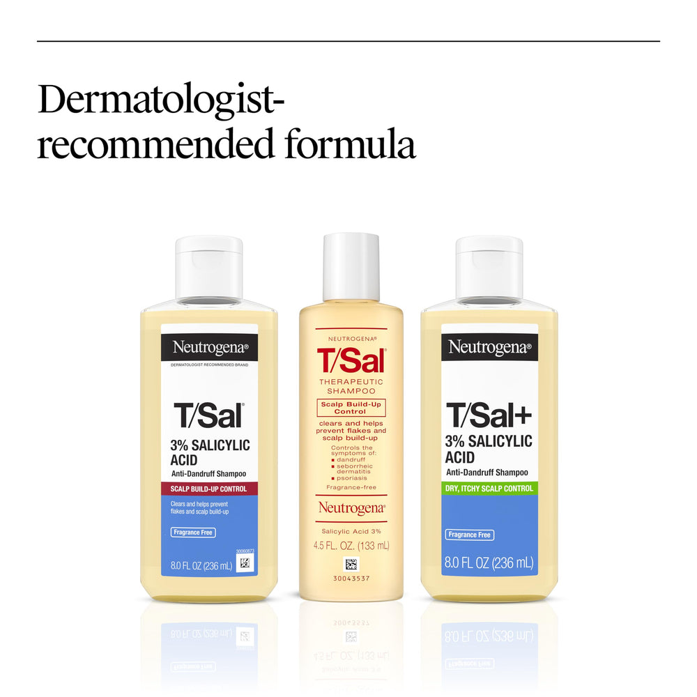 Neutrogena T/Sal held in hand showing 8 fl oz scale for size reference