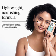 Neutrogena cream texture on spatula demonstrating lightweight feel