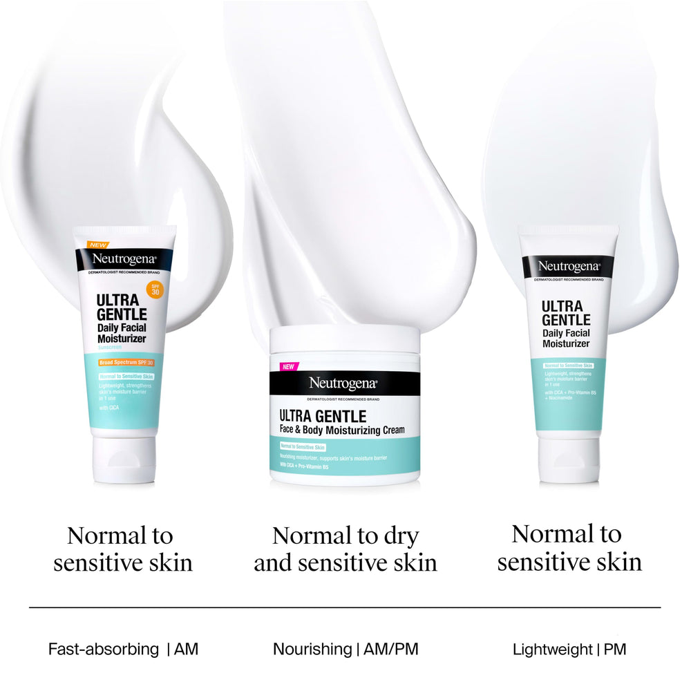 Neutrogena next to ruler for 3.4 fl oz size and portability benefit