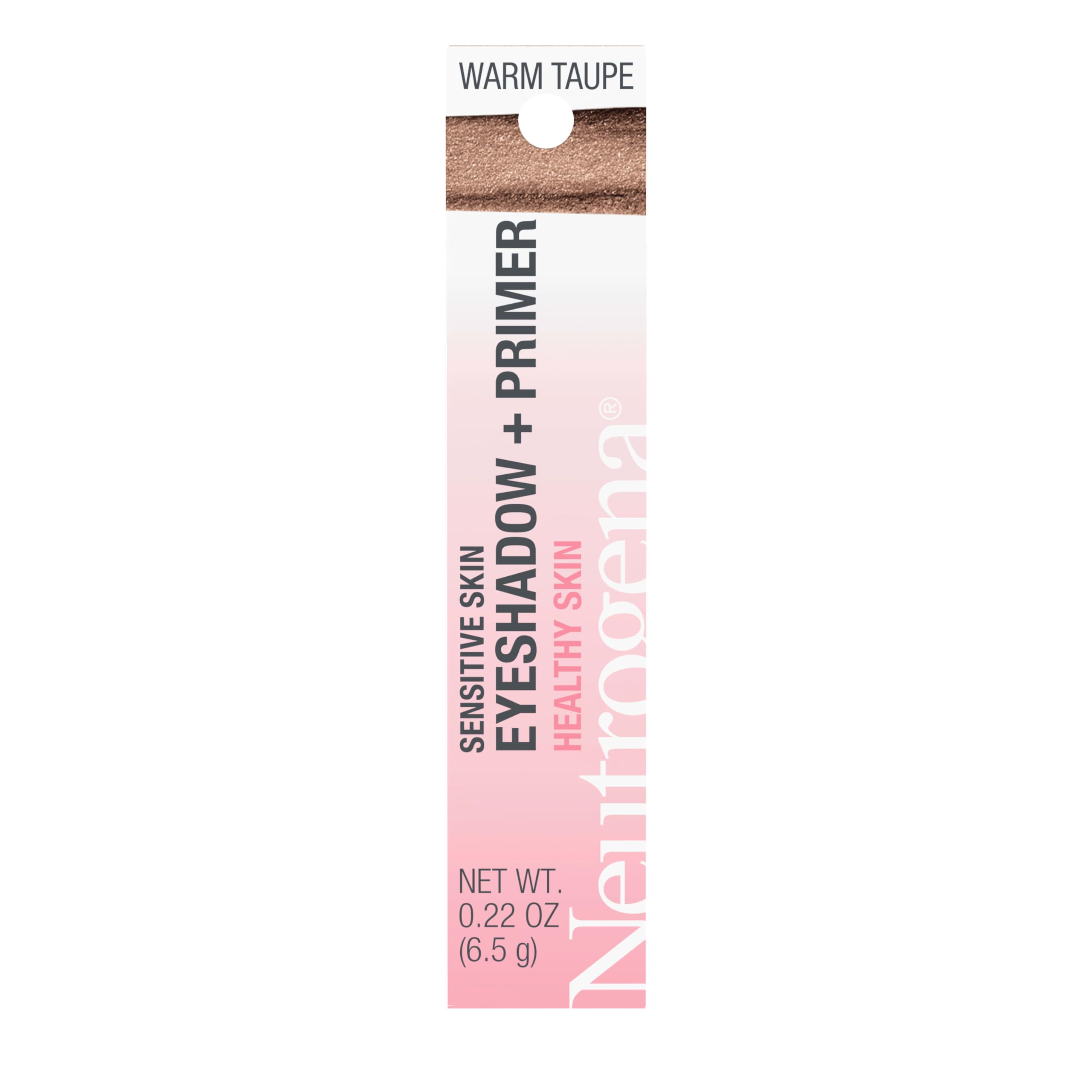 Neutrogena warm taupe front stick showing compact metallic shade and easy application