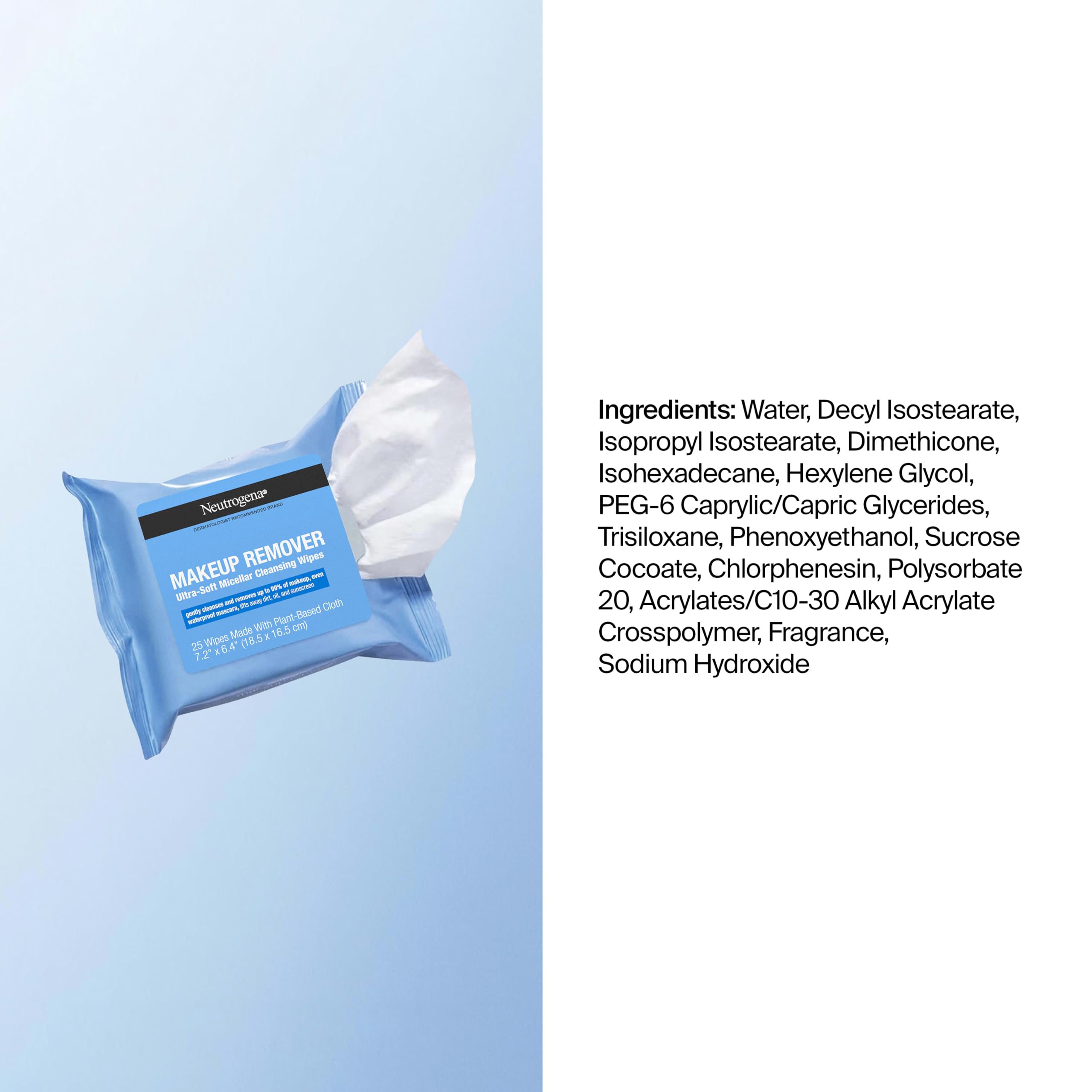 Neutrogena wipe in hand for scale to show size and easy single-use