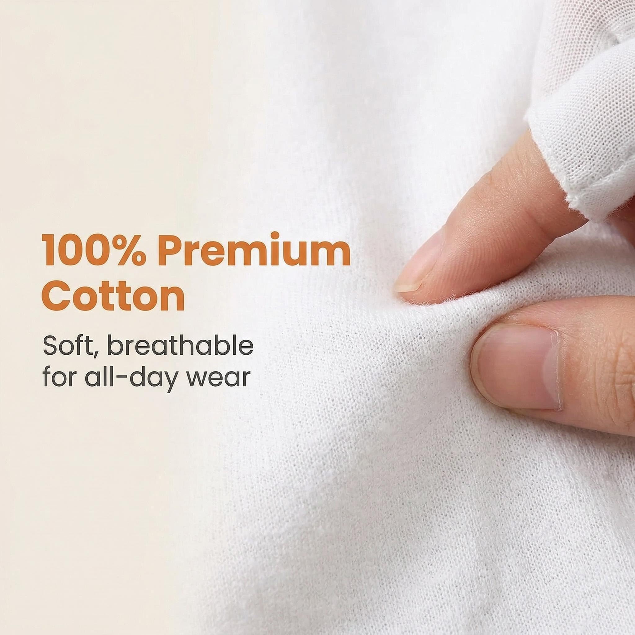 NEVTORAU close-up showing cotton knit texture and breathable weave for gentle overnight wear