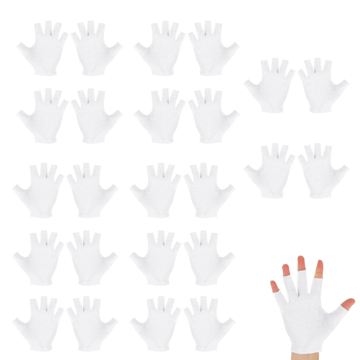 NEVTORAU front view of a pair of white cotton gloves showing clean soft fabric for comfortable hydration