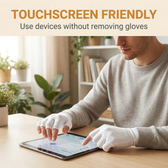 NEVTORAU fingerless opening detail demonstrating fingertip access for accurate touchscreen use