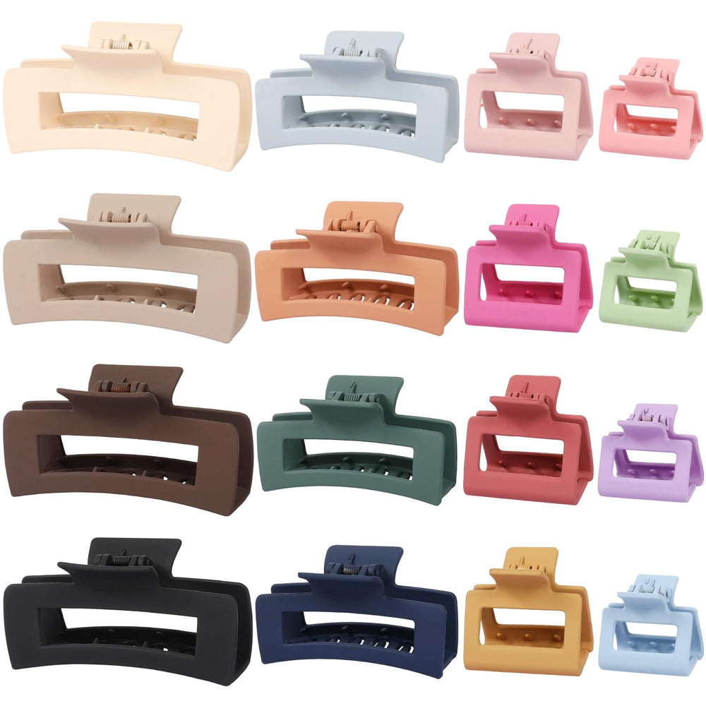 NEW LIVE front view of full 16-piece claw clip set showing variety and convenience