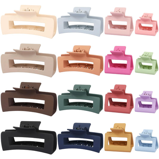 NEW LIVE front view of full 16-piece claw clip set showing variety and convenience