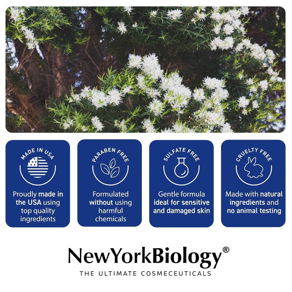 New York Biology bottle in shower with hand using wash highlighting refreshing clean