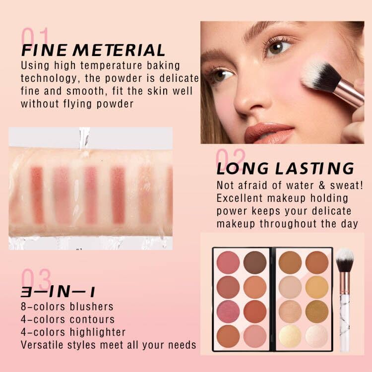 NewBang palette in use applying blush for natural cheek color and quick sculpting