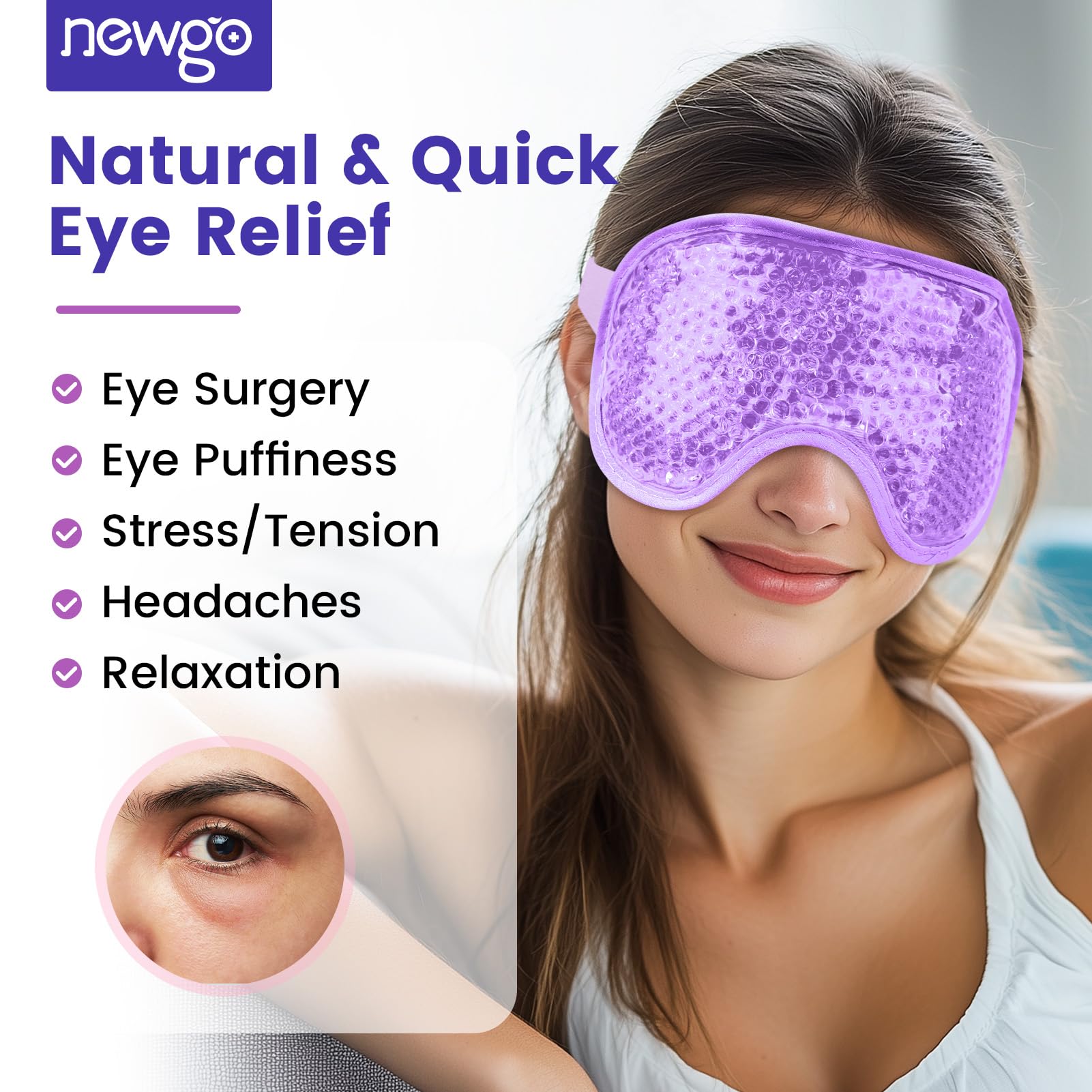 NEWGO plush backing close-up highlighting soft fabric for comfortable direct skin contact