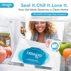 NEWGO eye mask stored in resealable bag inside travel kit, hygienic transport