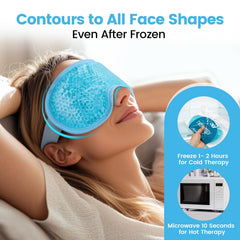 NEWGO eye mask held in hand to show compact size and portability benefit