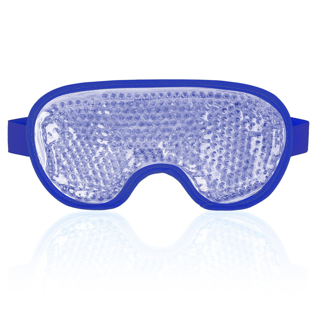 NEWGO navy blue front view showing compact cooling eye mask, portable relief