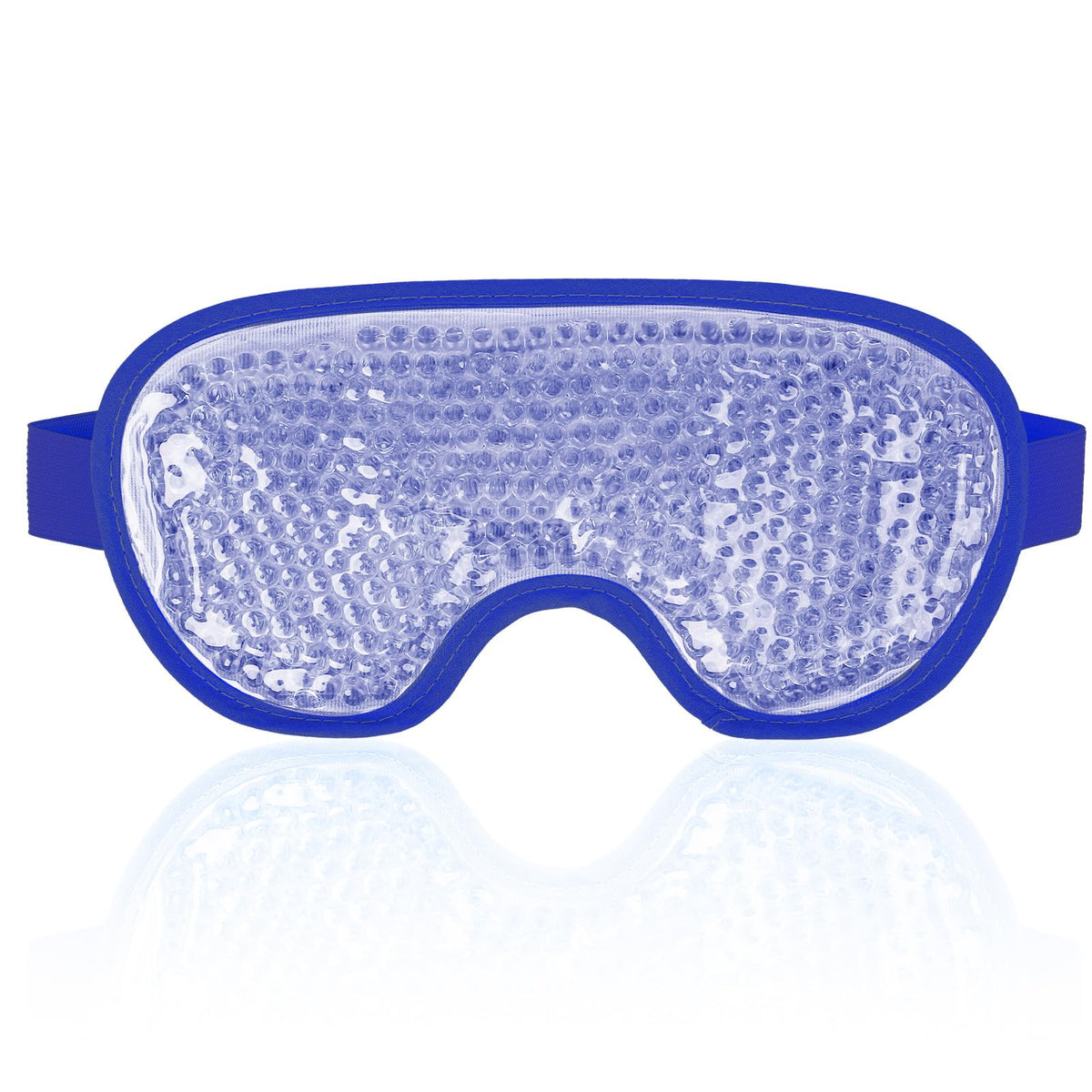 NEWGO navy blue front view showing compact cooling eye mask, portable relief