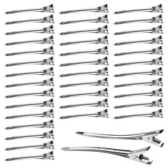 Neworkg front pack of 50 silver duck bill clips showing bulk supply benefit