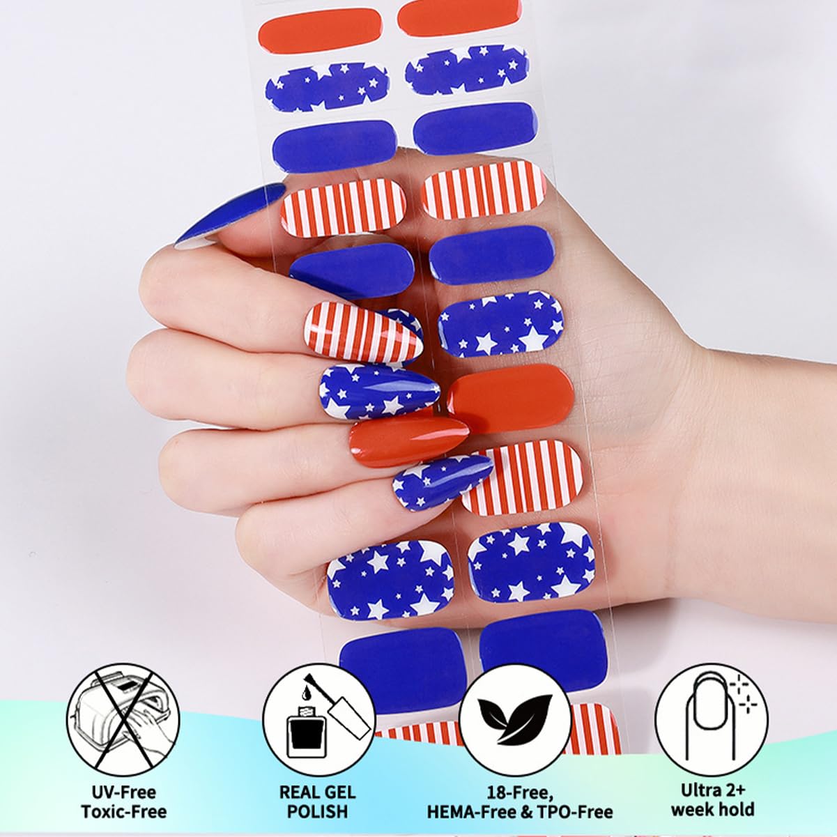 NEWSPIED application step pressing nail strip onto nail for quick results