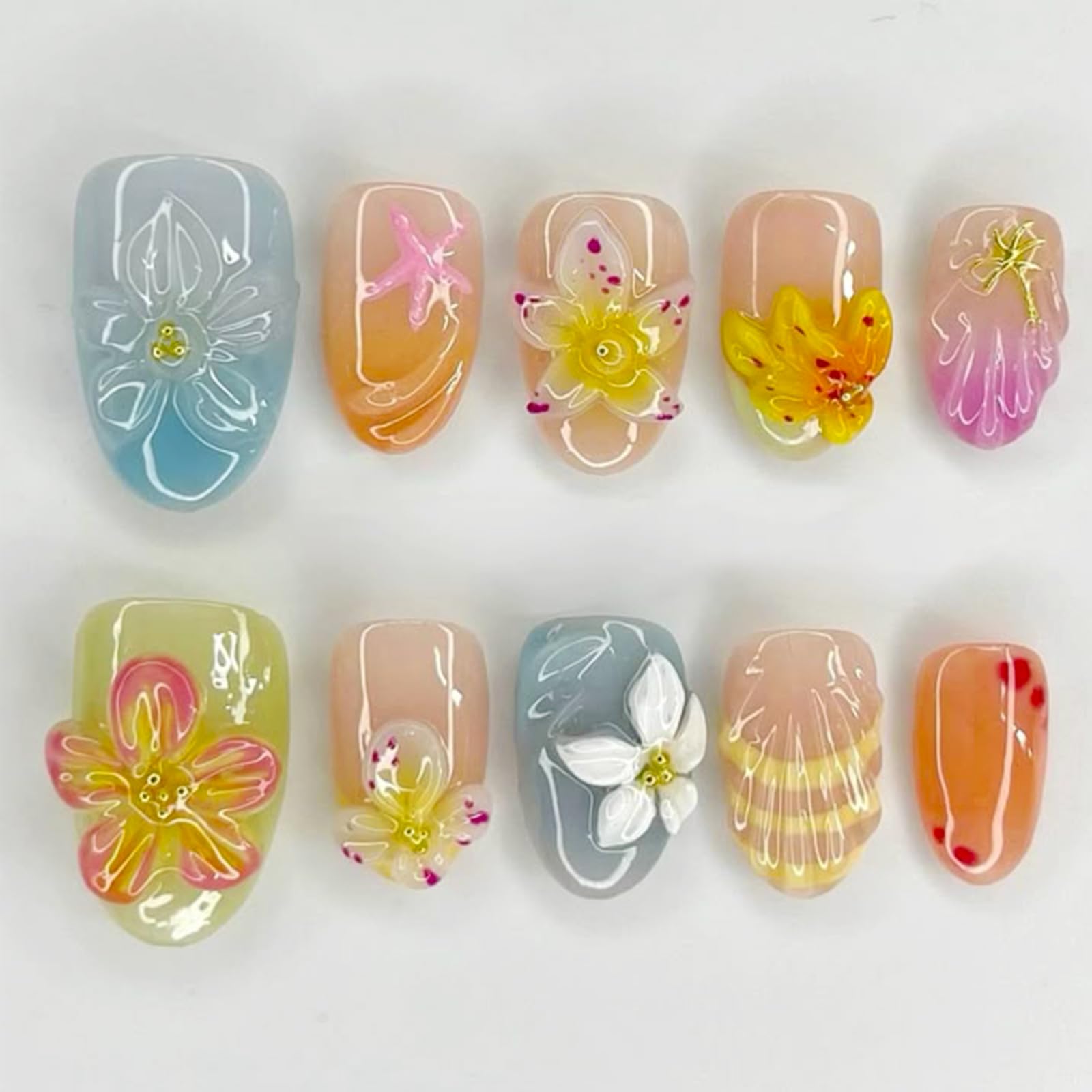 NEWSPIED front packaging showing full 30-piece nail set and tools, easy salon look