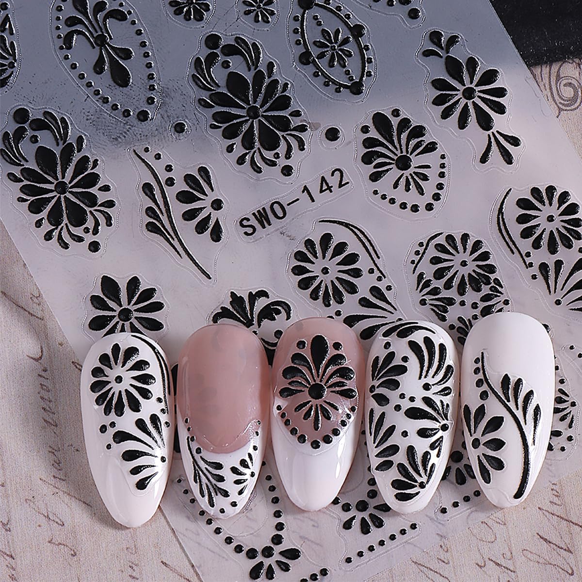 NEWSPIED lifestyle shot of finished blue floral manicure boosting style