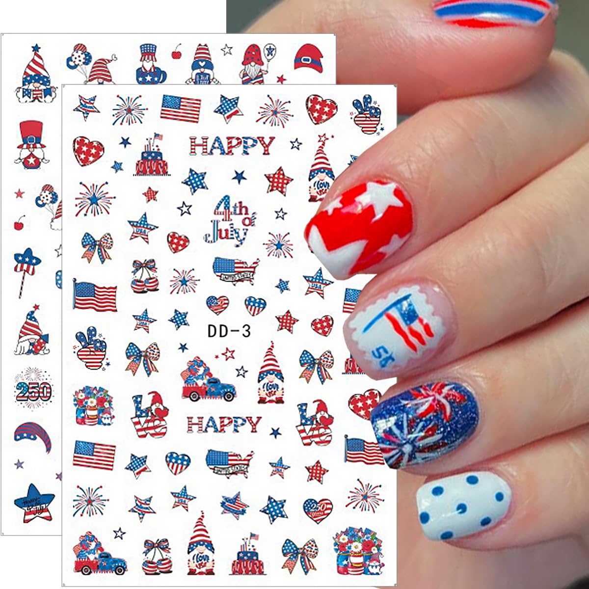 NEWSPIED six design sheets spread flat displaying diverse patriotic motifs for creativity