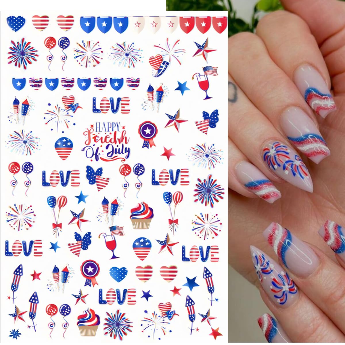 NEWSPIED six sheets spread displaying diverse fireworks, letters, hearts for variety