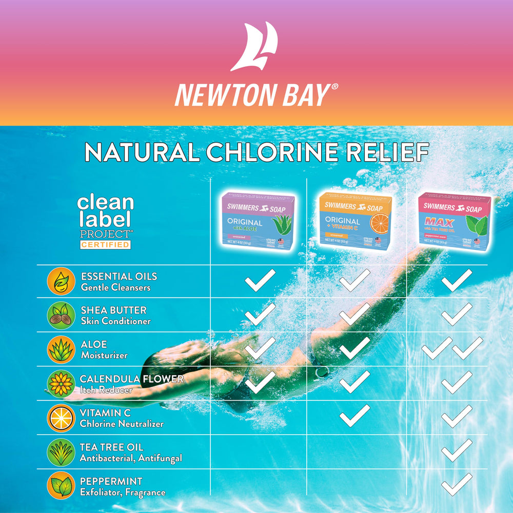 creamy lather in hand from Newton Bay soap, quick chlorine rinse benefit