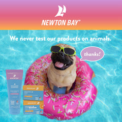 Newton Bay bottle with ingredient icons showing clean-label certification benefits