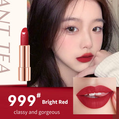 Newvenper applied on lips in lifestyle shot showing color payoff and comfortable wear