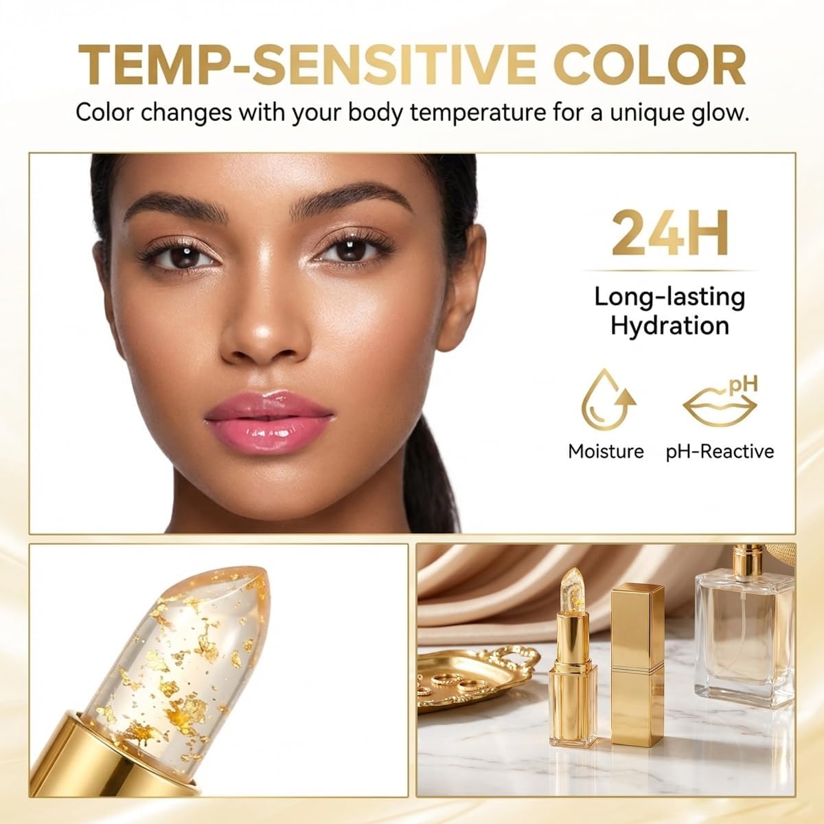 Nexalyn clear stick changing to tint on lip surface, visible color shift