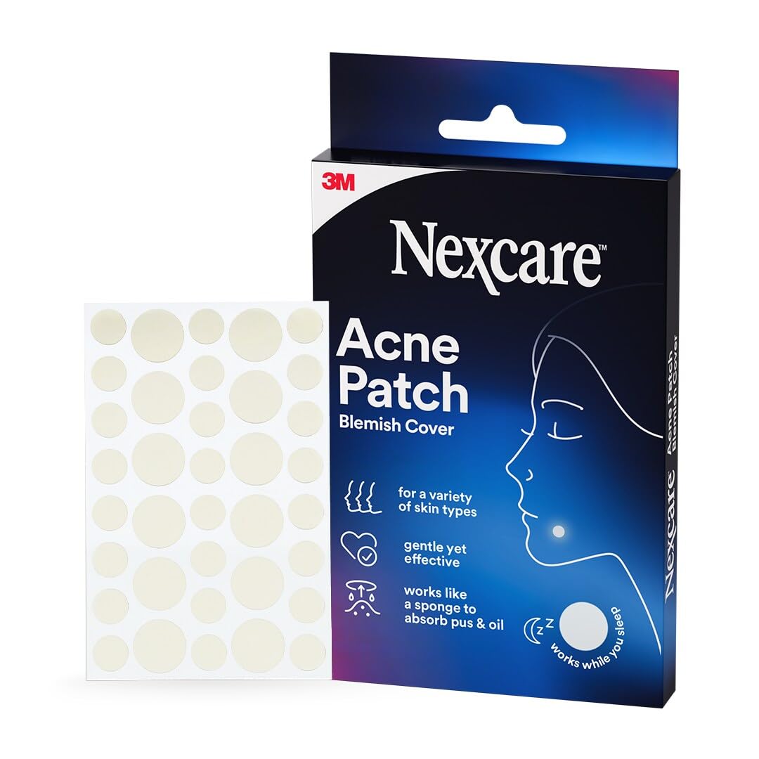 Nexcare front packaging showing 36 absorbing acne covers and brand trust