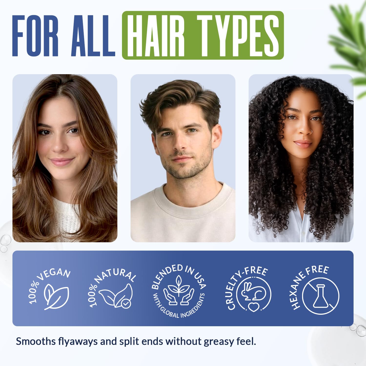 Nexon Botanics before and after images showing reduced frizz and shine