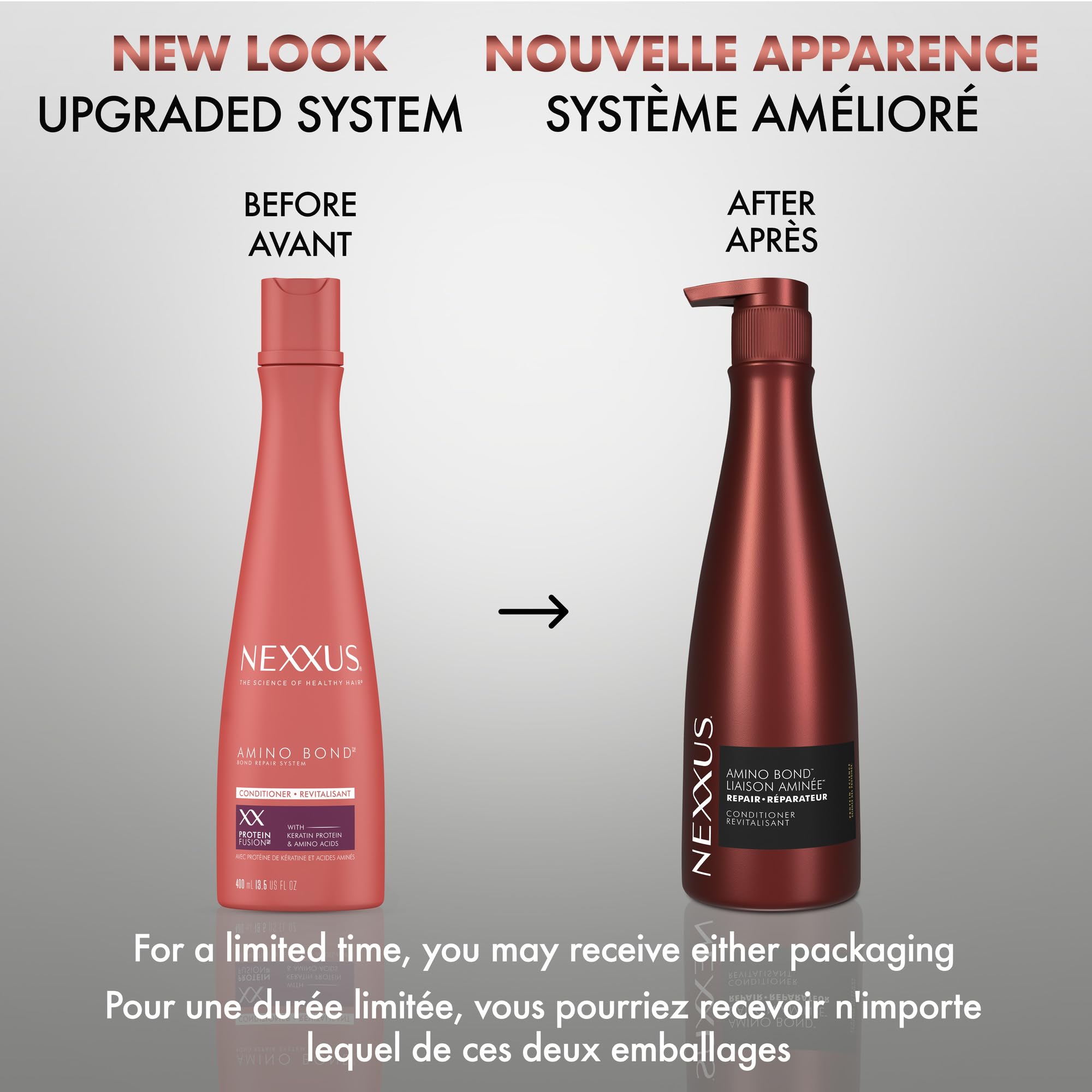 Nexxus conditioner being applied to hair in shower to show smooth application